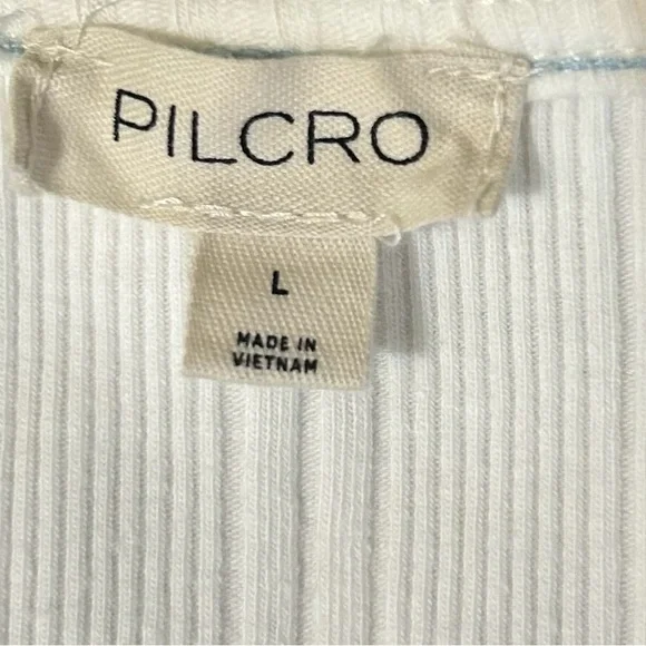 Anthropology Pilcro Top Women’s White V-Neck Ruffle Front Tank Top size Large - Picture 2 of 10